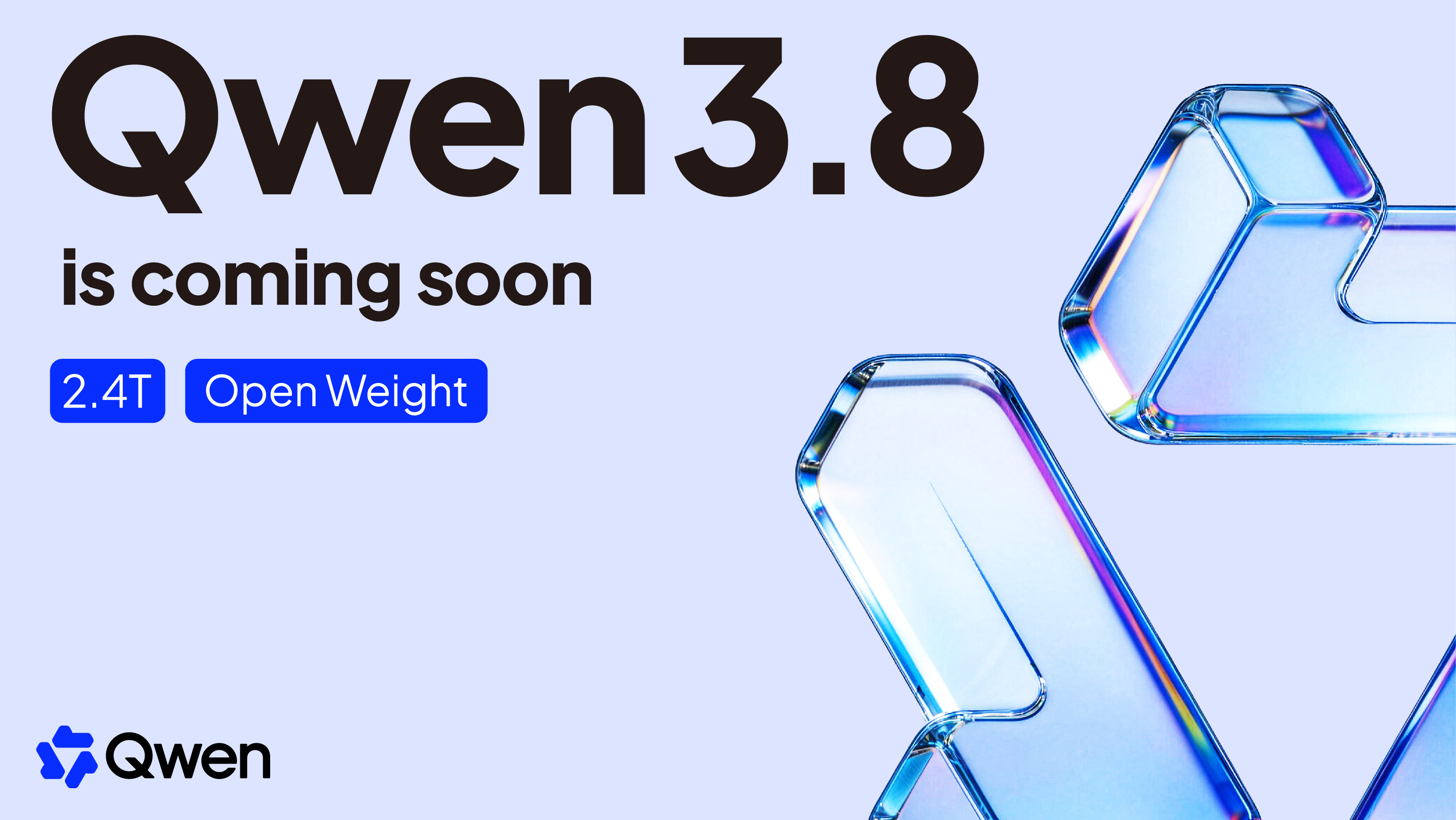 Kartu peluncuran Qwen3.8 dari post @Alibaba_Qwen di X, 19 Juli 2026